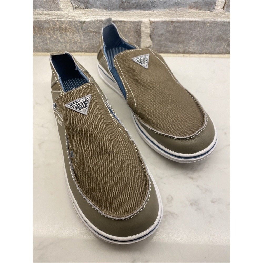 Columbia PFG Bahama Vent Slip On Boat Shoes Sage Green Tan BY1095-227 Mens 6
